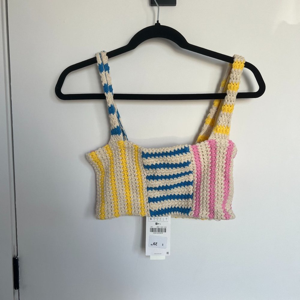 NWT Zara Colour Block Crop Top Small NWT